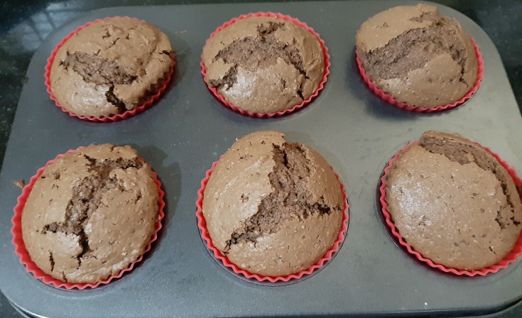 Freshly baked oats muffins